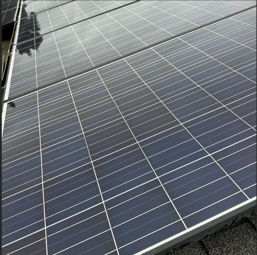 Solar panels after Frontline Soft Wash cleaning — clean, uniform, restored